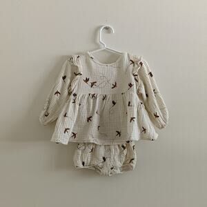 Rylee & Cru Sparrow Outfit Sz 6/12m Piper Blouse Bloomers Birds